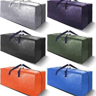 VELVETSURE Heavy Duty Extra Large Moving Bags W/Backpack Straps - Strong Handles & Zippers, Storage Totes For Space Saving, Fold Flat, Alternative to Box and Bin (Set of 6, Multicolor)